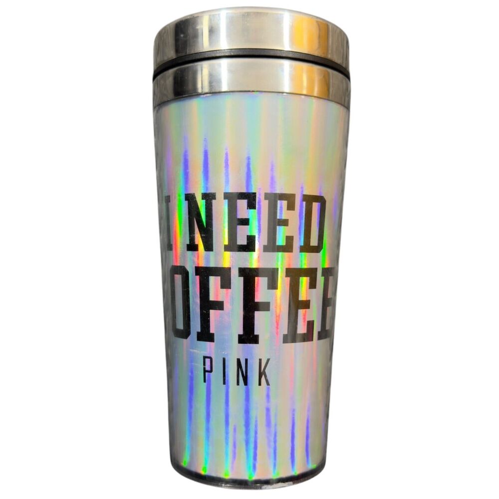 Victoria's Secret Multicolor I Need Coffee Pink Stainless Steel Vacuum Flasks